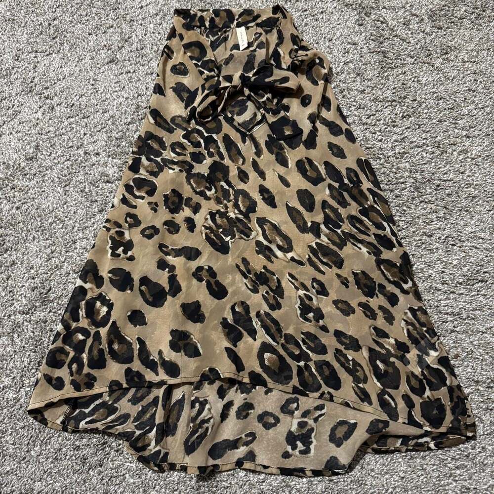Tyche Leopard Print Halter Top Tan Black Animal Print Y2K Size M